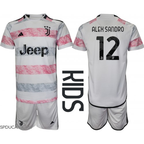 Dječji Nogometni Dres Juventus Alex Sandro #12 Gostujuci 2023-24 Kratak Rukav (+ Kratke hlače)